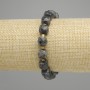 Larvikite bracelet faceted cube, diameter 8-9mm+- seed beads 3mm+-, length 18cm +- stretch