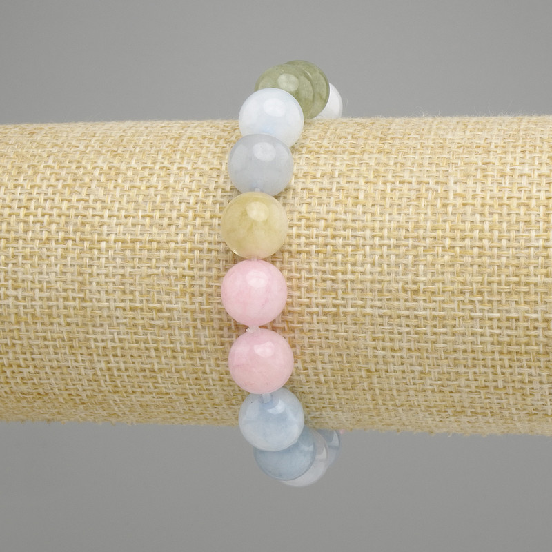 Morganite bracelet smooth bead, diameter 10mm±, length 18cm ± stretch