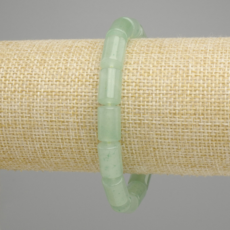 Jade bracelet cylinder, diameter 12x8mm +/-, length 18cm +/- stretch