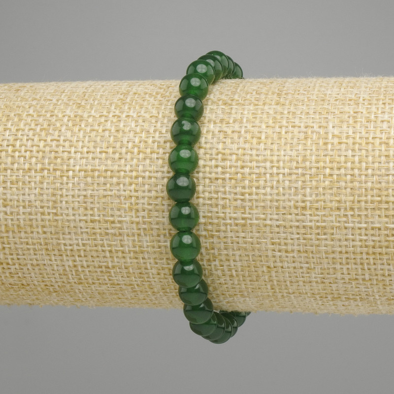 Chrysoprase bracelet smooth bead, diameter 6.5 mm ±, length 18 cm ± stretch