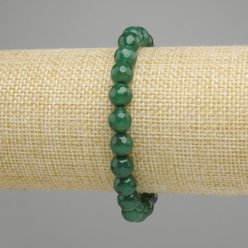 Chrysoprase bracelet faceted round beads, diameter 8mm+- , length 18cm+- stretch