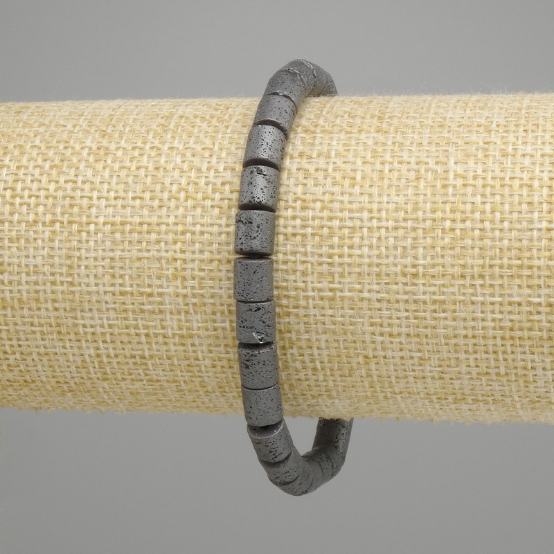 Lava bracelet cylinder, diameter 6×6 mm +/-, length 18 cm +/- stretch