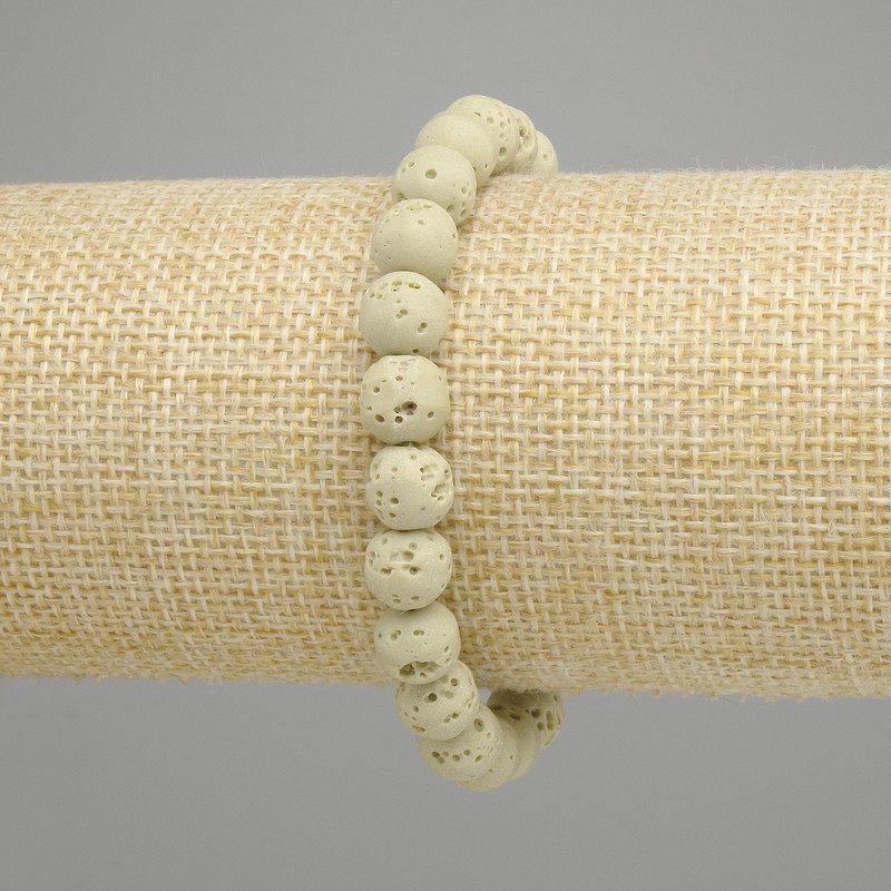 Lava bracelet smooth bead, diameter 8mm +- , length 18cm +- stretch