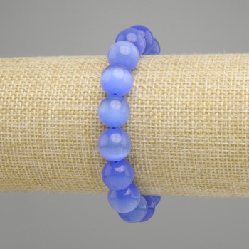 Blue Cat’s Eye bracelet smooth round bead, diameter 12mm ±, length 18cm ± stretch