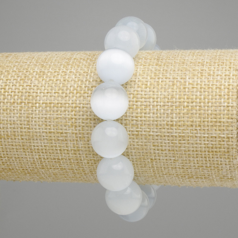 Cat's Eye bracelet smooth round bead, diameter 13.5 mm ±, length 18 cm ± stretch