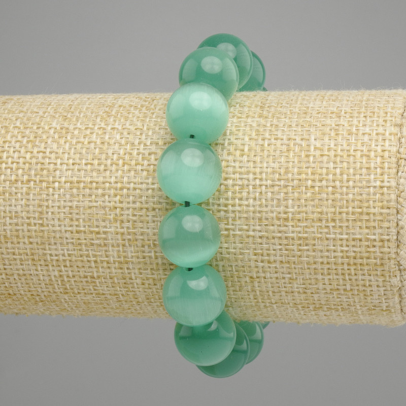 Cat's Eye Bracelet smooth bead, diameter 13.5mm ±, length 18cm ± stretch