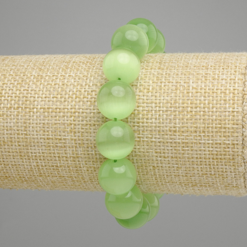 Cat's eye bracelet smooth round bead, diameter 13.5 mm ±, length 18 cm ± (stretch)