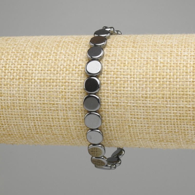 Hematite bracelet coin 8mm ±, length 18cm ± stretch