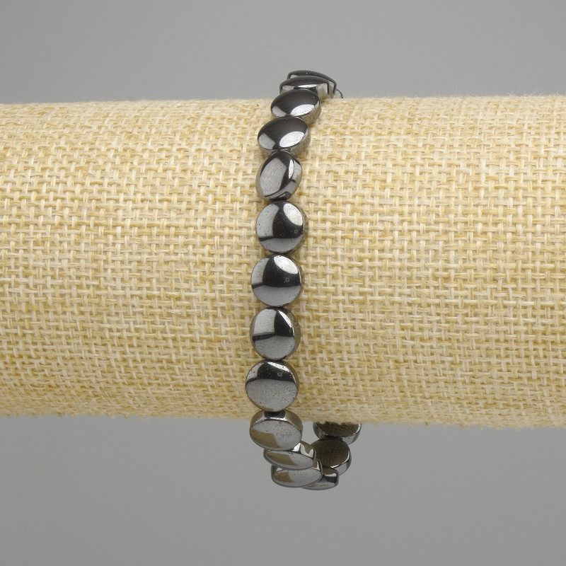 Hematite bracelet coin 8mm+-, length 18cm +- stretch
