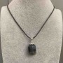 Pendant Falcon's Eye Tiger's Eye faceted, diameter 20-21x15mm+- on eco-leather cord 45cm+ 5cm chain