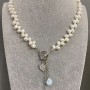 Necklace River Pearls Oval Butterflies, diameter 6.5-7.5x4.5-5.5 mm ± with pendants, length 50 cm + toggle