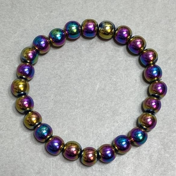 Hematite bracelet smooth bead 8mm+-, length 18cm +- stretch