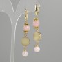 Earrings Rose Quartz smooth bead, diameter 8mm+- 10mm+- Druzy, diameter 14mm, length 68mm