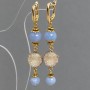 Aquamarine earrings smooth bead, diameter 8mm+- 10mm+- Druzy, diameter 14mm, length 68mm