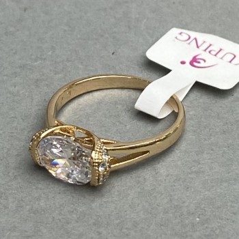 Xuping ring metal color "gold" white stone, sizes 16, 17
