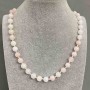 Necklace Morganite smooth round bead 8mm+-, length 45cm +- with clasp