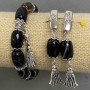 Set Bracelet and Earrings Agate tumbled 14x10mm +-, length 60mm +-, with metal inserts, length 18cm + - stretch