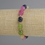 Natural Tourmaline Faceted Grain Bead Bracelet, Approx. 10x9 mm, Approx. 3 mm Seed Beads, Approx. 18 cm Stretch