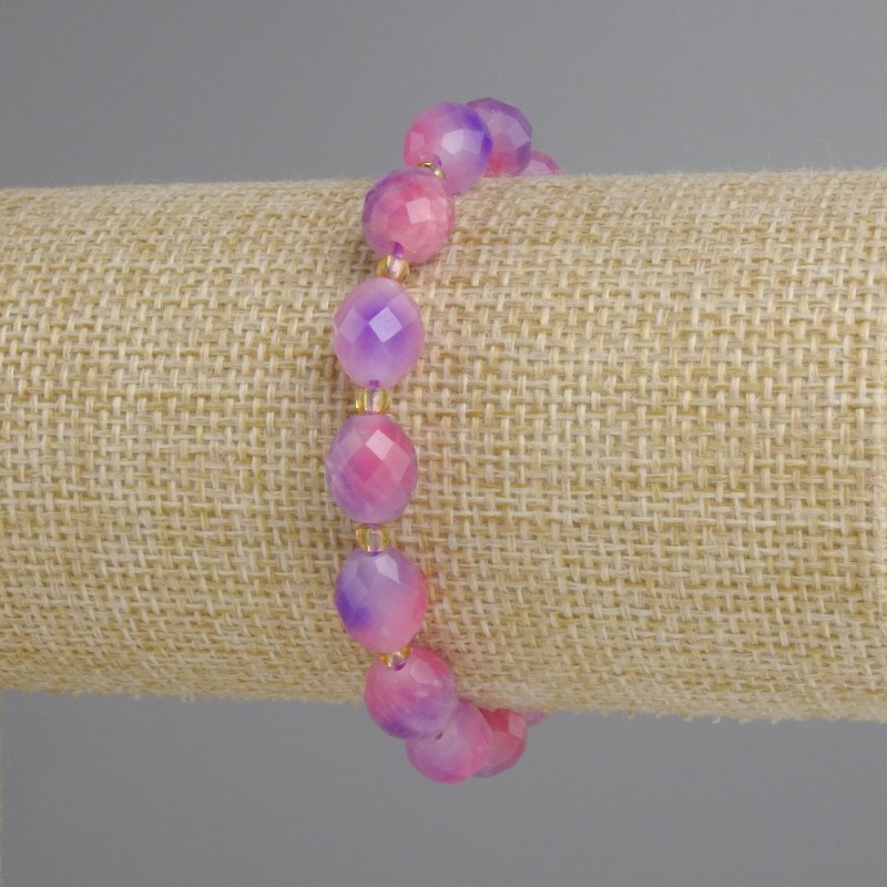 Bracelet Tourmaline faceted seed bead, diameter 10x9mm± seed beads 3mm±, length 18cm± stretch