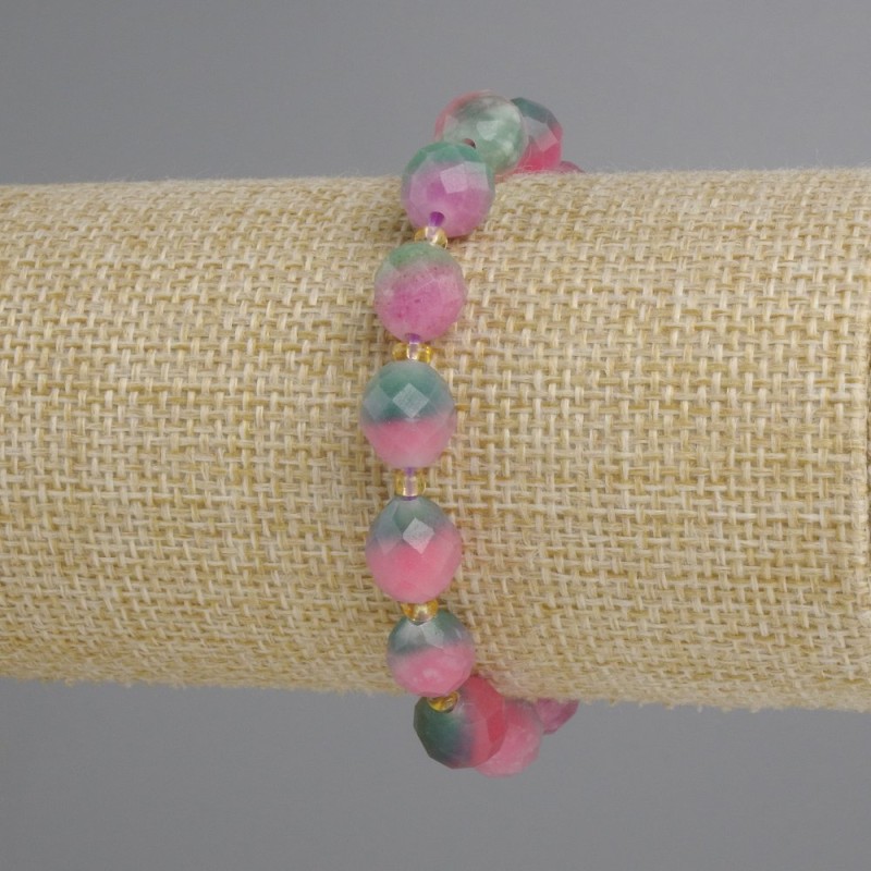 Turmaline bracelet faceted grain, bead diameter 10x9mm+- bead 3mm+-, length 18cm+- stretch