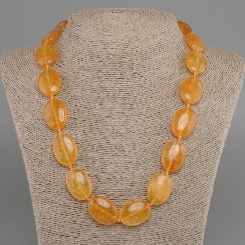 Necklace Citrine oval, diameter 25x18mm +/-, length 50cm +/-, with clasp