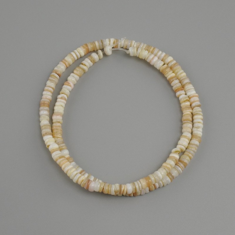 Abalone shell beads Scapharca rondelle, diameter 4x1, 5-2 mm±, length 38 cm± on a thread