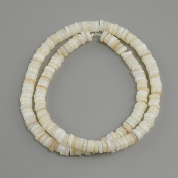 Abalone shell beads Scapharca rondelle, diameter 6x1, 5-2mm+- , length 39cm+- on a thread