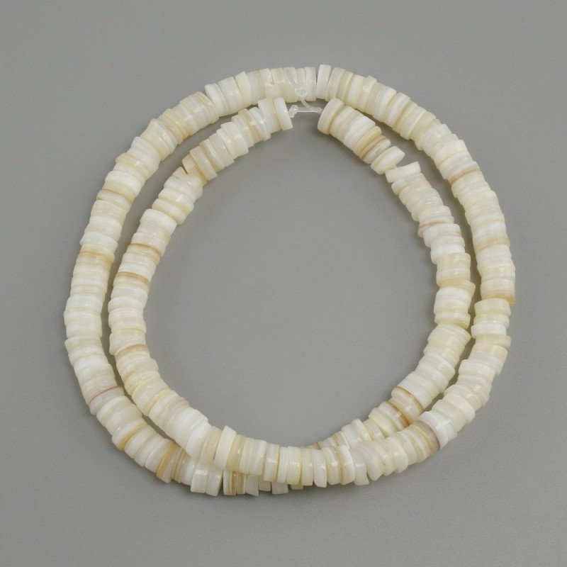Abalone shell beads Scapharca rondelle, diameter 6x1, 5-2mm+- , length 39cm+- on a thread