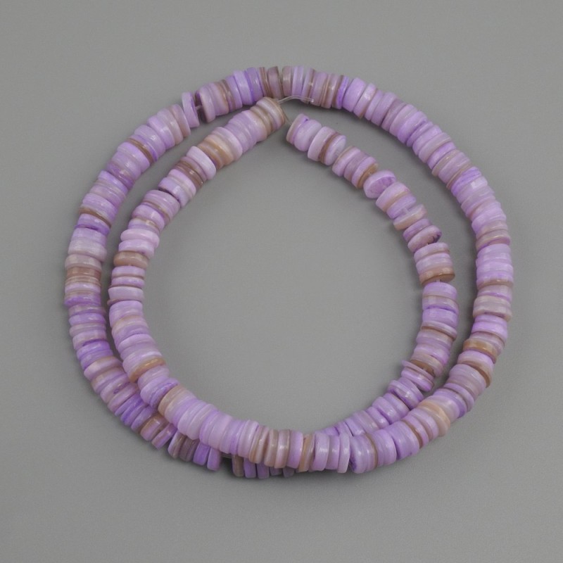 Abalone shell beads Scapharca rondelle, diameter 6x1, 5-2mm +- , length 39cm +- on a thread