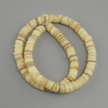 Abalone shell beads Scapharca rondelle, diameter 8x1.5-2 mm±, length 39 cm± on a line