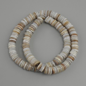 Scapharca shell beads Scarpharca rondelle, diameter 8x1, 5-2 mm +/-, length 38 cm +/- on a string