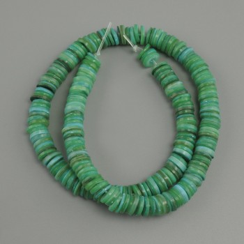 Abalone shell beads Scapharca rondelle, diameter 8×1, 5–2 mm ±, length 38 cm ± on a nylon thread