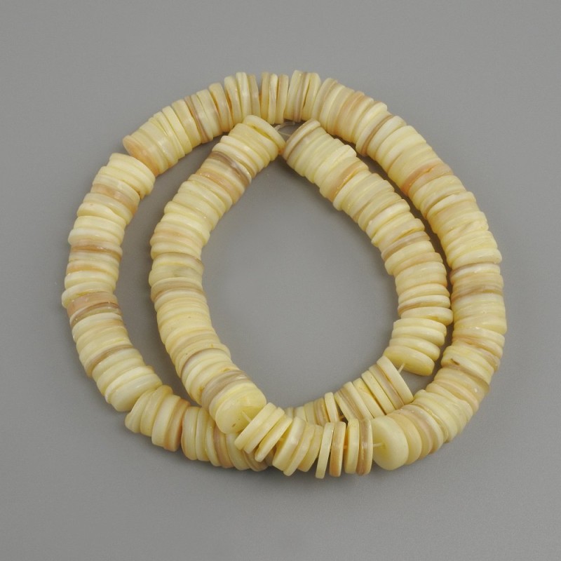 Scapharca shell beads Scapharca rondelle, diameter 10x1.5–2mm±, length 39cm± on a string