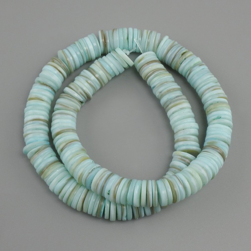 Shell beads Scapharca rondelle, diameter 10x1, 5-2mm+-, length 39cm+/- on fishing line