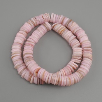 Shell beads Scapharca rondelle, diameter 10×1, 5–2 mm ±, length 39 cm ± on fishing line