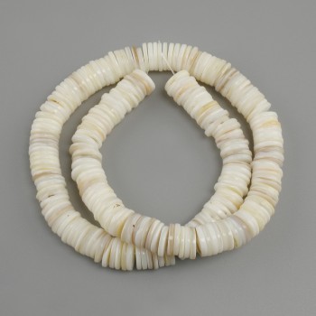Scapharca shell beads Scapharca rondelle, diameter 10x1, 5-2mm+-, length 38cm+- on a thread
