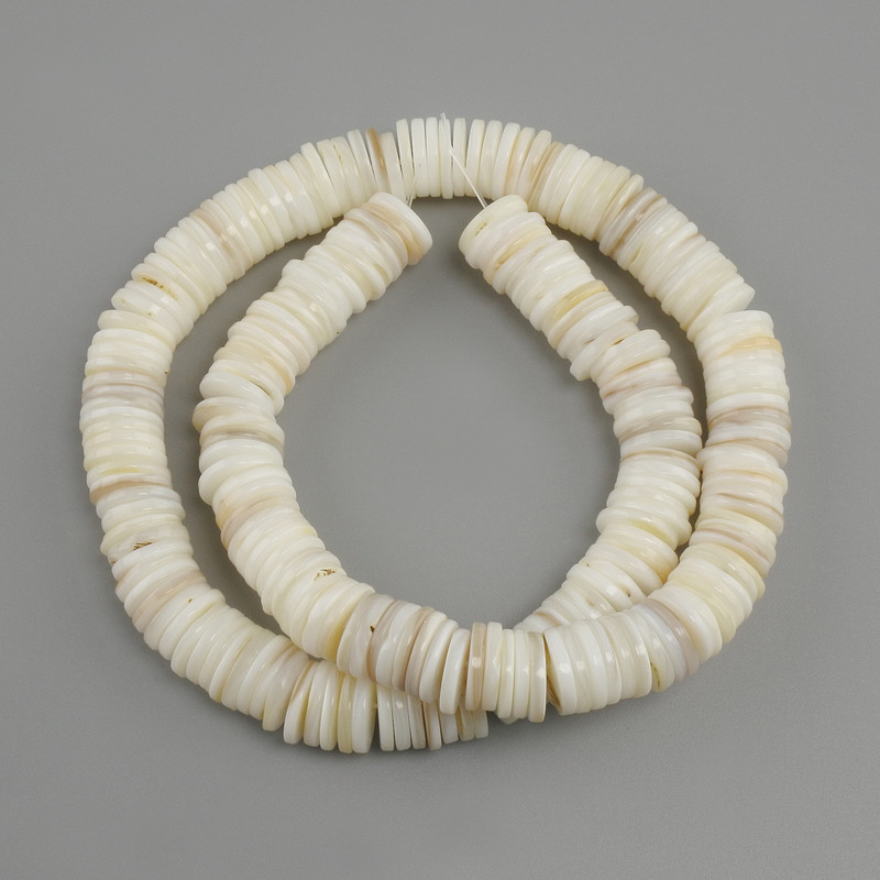 Scapharca shell beads Scapharca rondelle, diameter 10x1, 5-2mm+-, length 38cm+- on a thread