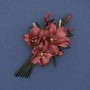 Brooch-pendant Flower maroon and green enamel 47x80mm+- gold-tone metal