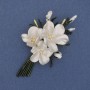 Brooch-pendant Flower White and Green Enamel 47x80mm± Gold-tone Metal