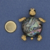 Turtle brooch on magnet Halitois 40x34mm± rhinestones gold-tone metal