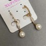 Xuping earrings white rhinestones Mallorca pearl 43x8mm ± gold plating 18K