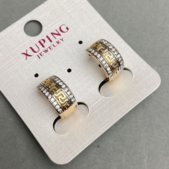 Xuping earrings white rhinestones 15x8mm+- gold plating 18K