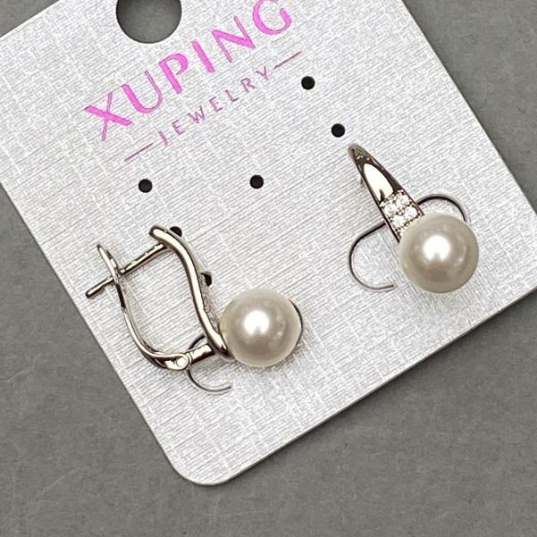 Xuping rhodium-plated earrings with pearls 19x8 mm+