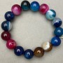Agate bracelet smooth bead 12mm +/-, length 18cm +/-, stretch