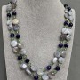 Necklace Agate Botswana coin 11mm± Amethyst bead 8.5mm± length 65cm± with clasp