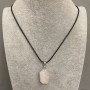 Pendant Pink Quartz Faceted, diameter 20-21x15mm± on eco-leather cord 60cm+ 5cm chain