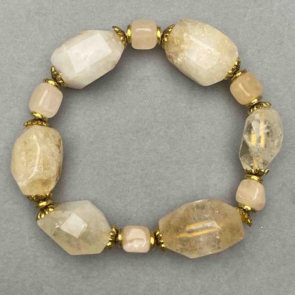 Citrine bracelet faceted 20x15 cm+- cube 7, 5 mm+-, length 18 cm+- stretch