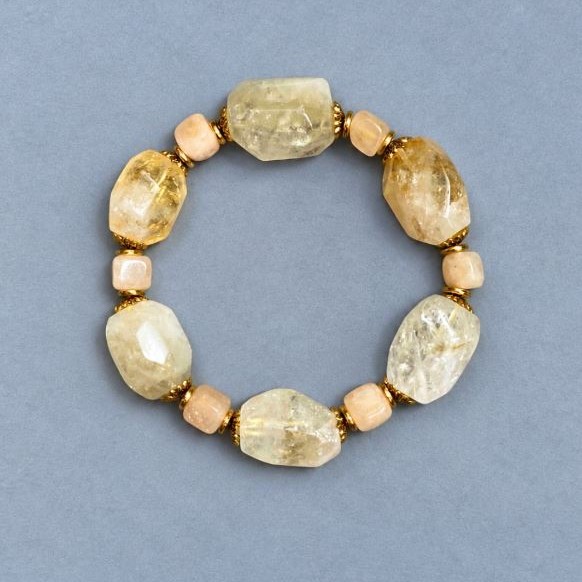 Citrine bracelet faceted 20x15 cm+- cube 7, 5 mm+-, length 18 cm+- stretch
