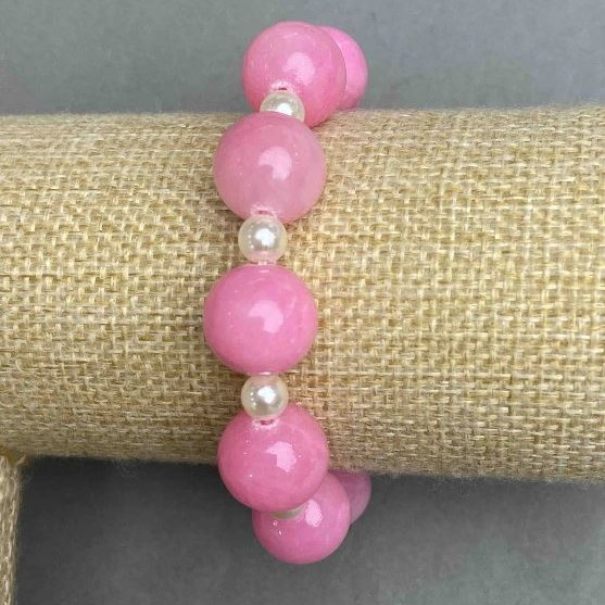 Bracelet Acrylic smooth bead 14cm +- 6mm+-, length 18cm +- stretch