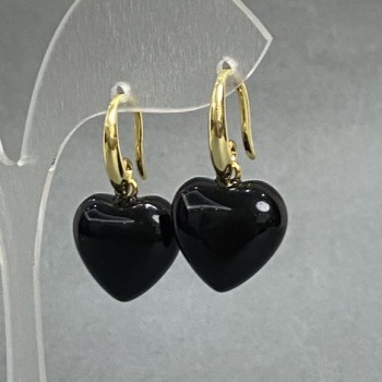 Earrings Agate Heart 15mm+-, length 28mm+